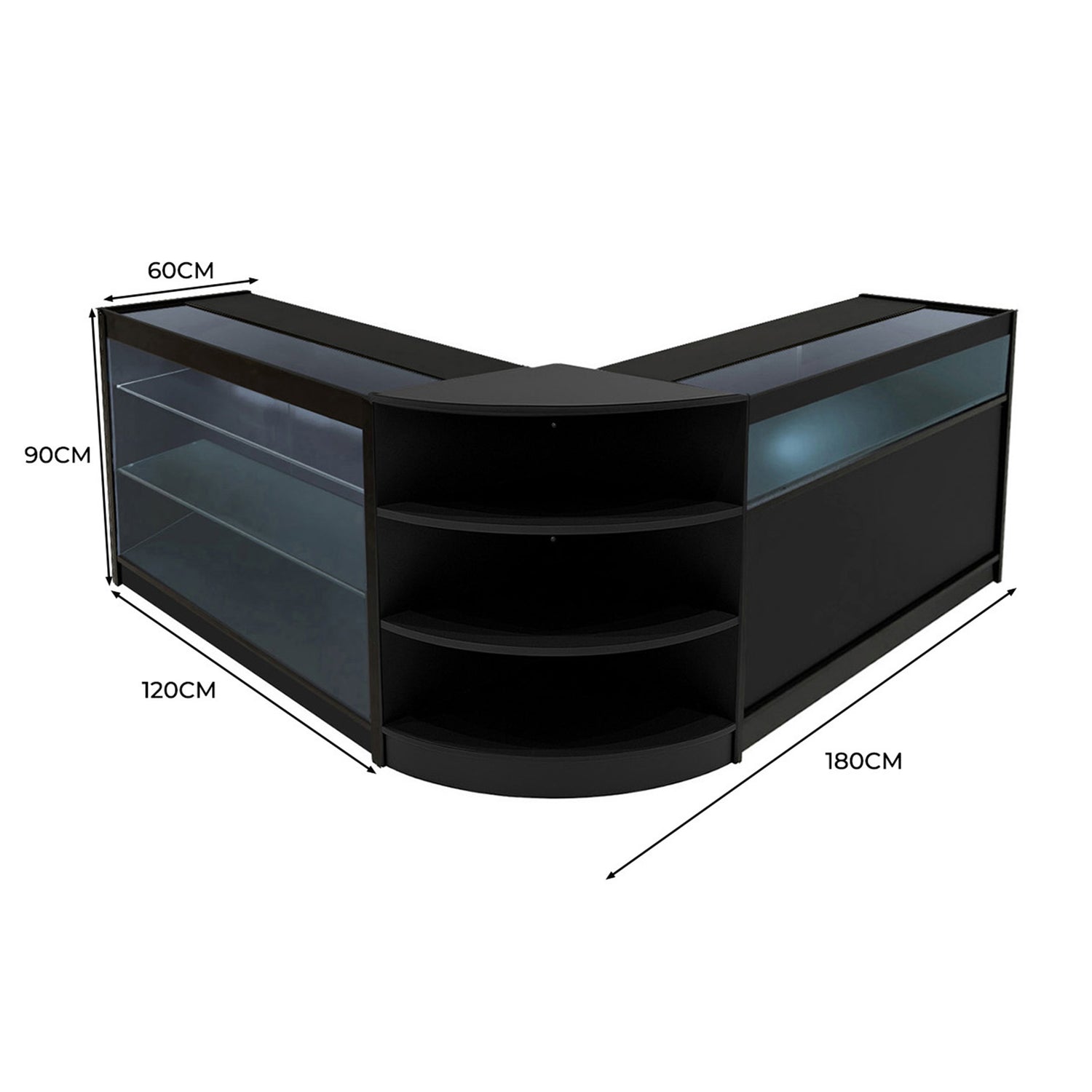 "DEMETER" Set med LED-belysta Butiksmoduler LM60+K1200+B1200 – Svart