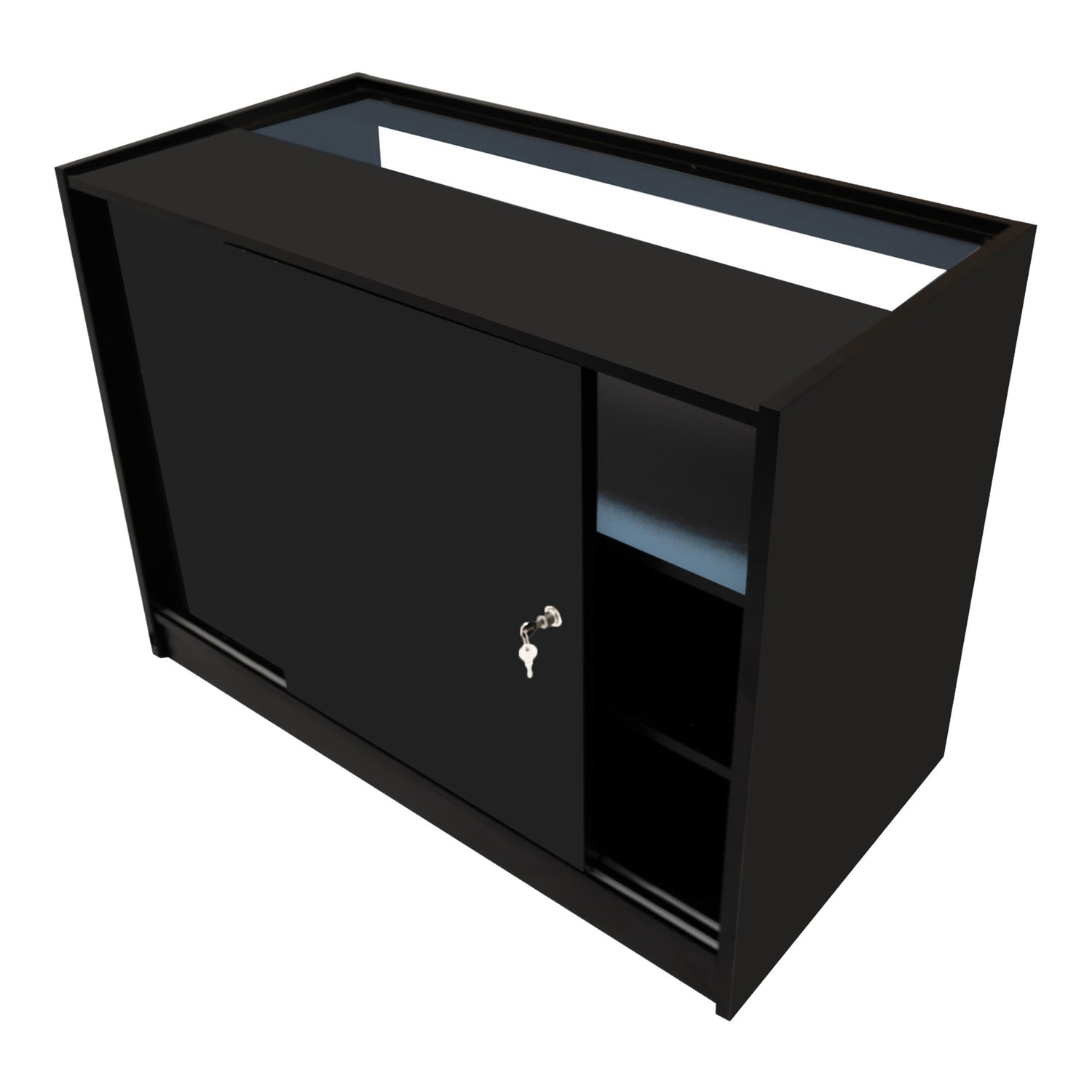 "GRAVITY" Set med LED-belysta Butiksmoduler CM60 + B1200 + C1200 + TB60 – Svart