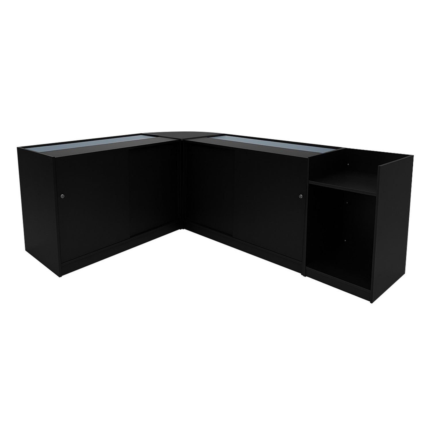 "GRAVITY" Set med LED-belysta Butiksmoduler CM60 + B1200 + C1200 + TB60 – Svart