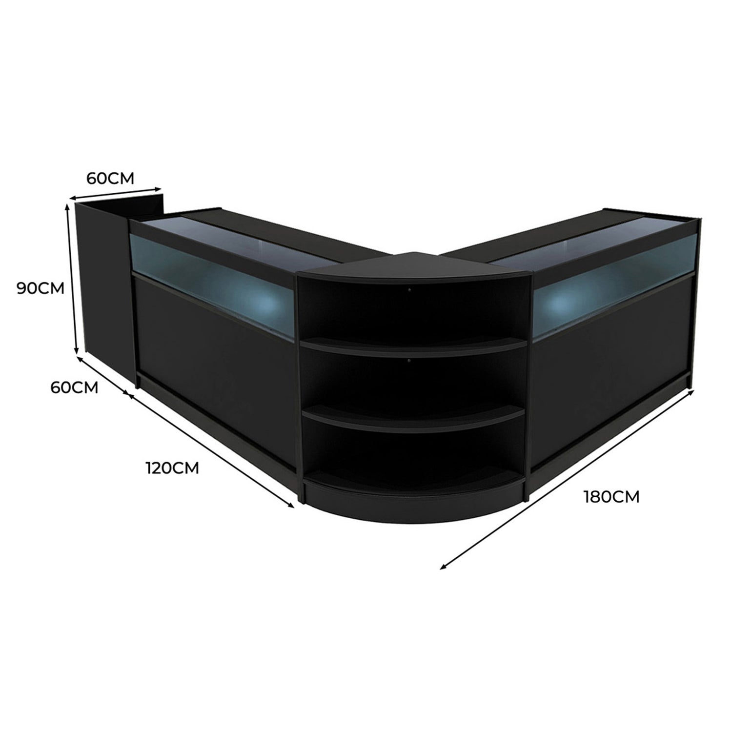 "SAGITTARIUS " Set med LED-belysta Butiksmoduler LM60 + 2xB1200 + TB60 – Svart