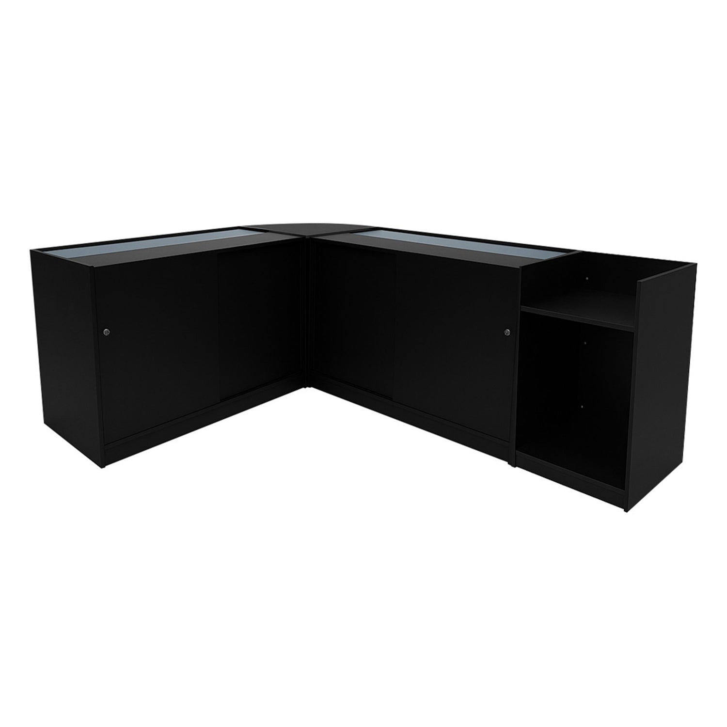 "ASTRO" Set med LED-belysta Butiksmoduler LM60 + 2xK1500 + TB60 – Svart