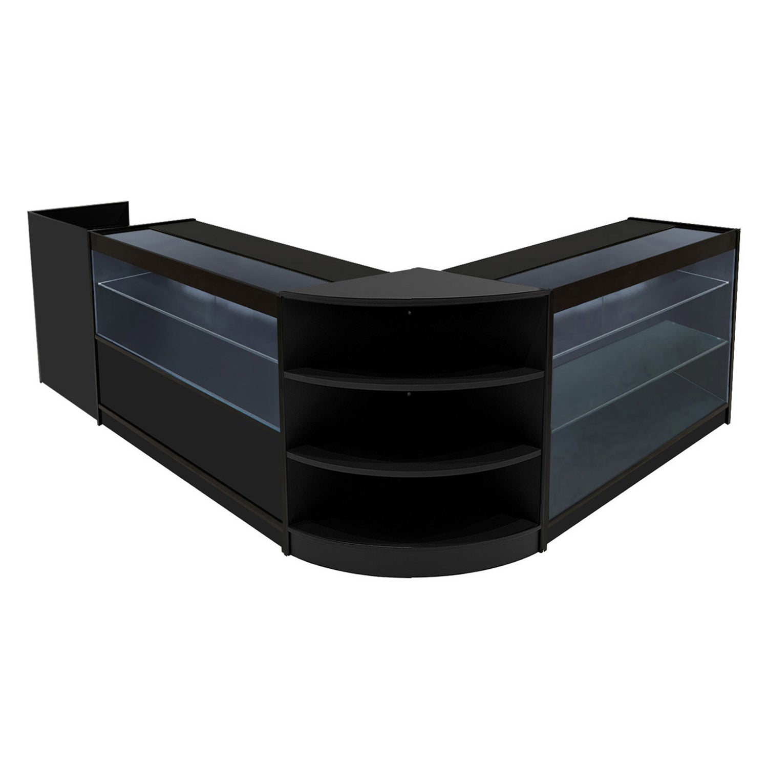 "THEIA" Set med LED-belysta Butiksmoduler LM60 + K1200 + C1200 + TB60 – Svart