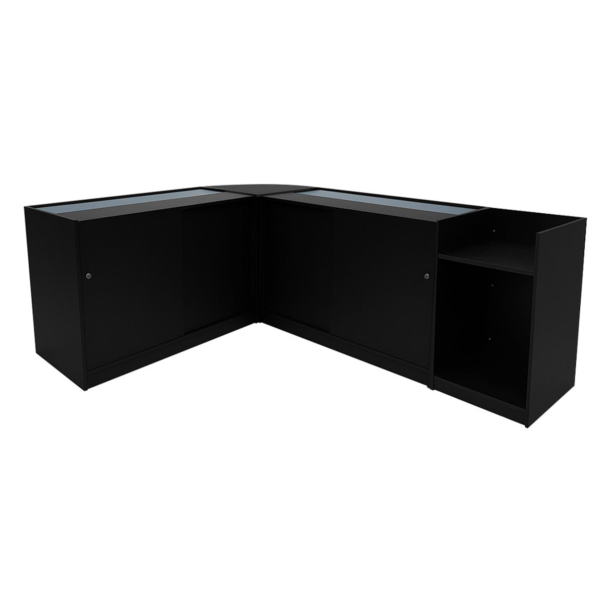 "THEIA" Set med LED-belysta Butiksmoduler LM60 + K1200 + C1200 + TB60 – Svart