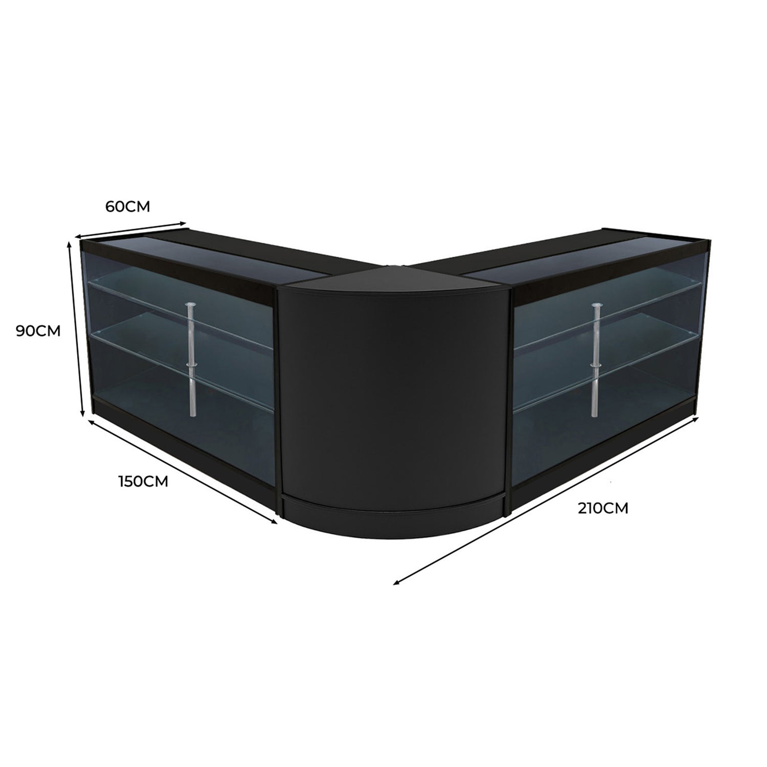 "HELIOS" Set med LED-belysta Butiksmoduler CM60+ 2x K1500 – Svart