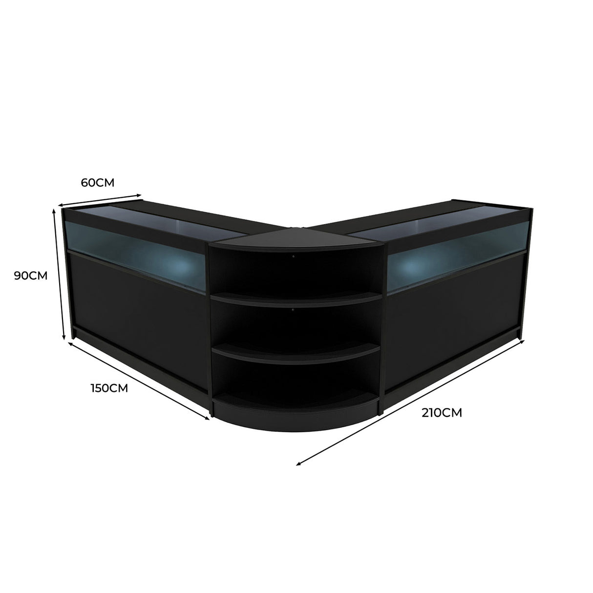 "THESEUS" Set med LED-belysta Butiksmoduler LM60+ 2x B1500 – Svart