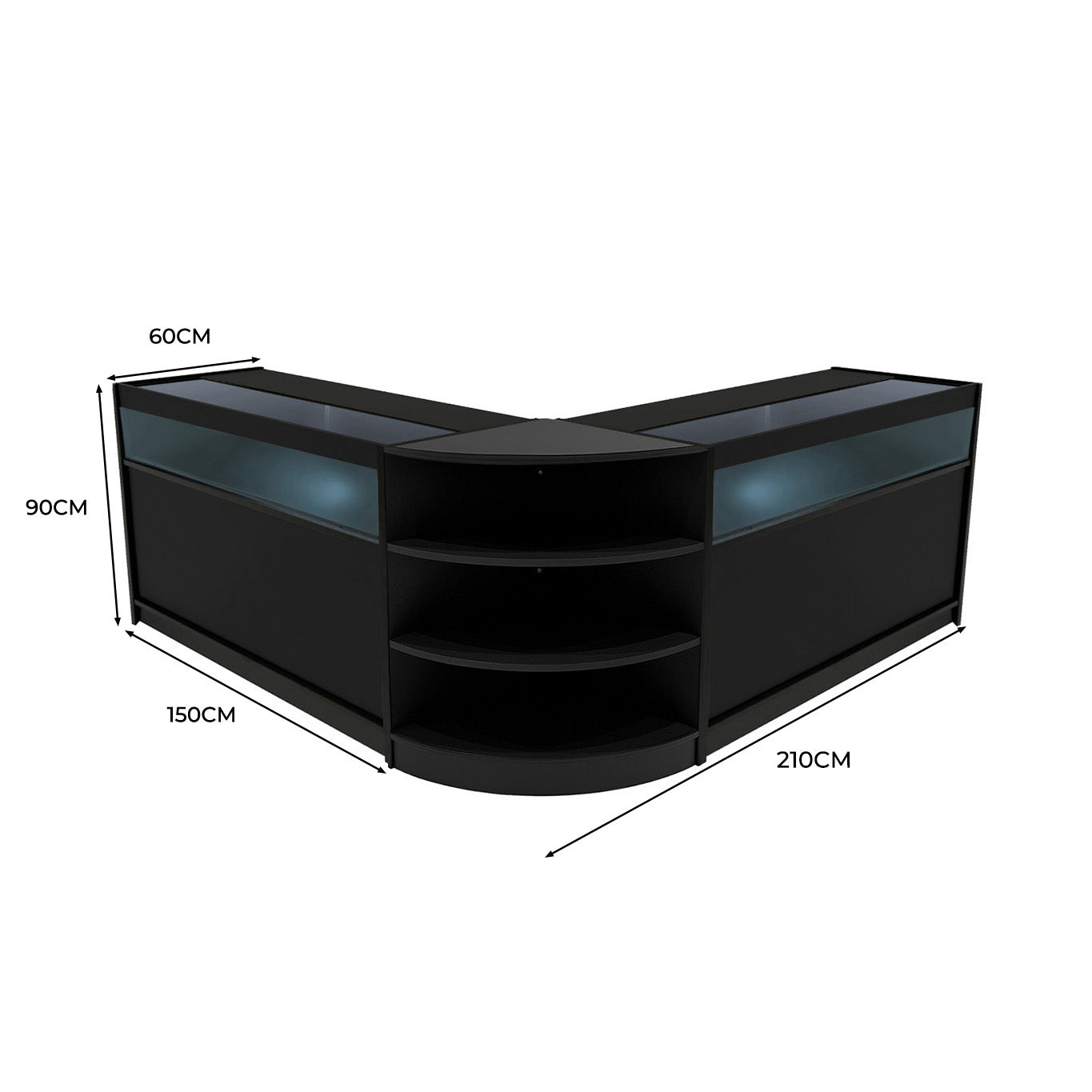 "THESEUS" Set med LED-belysta Butiksmoduler LM60+ 2x B1500 – Svart