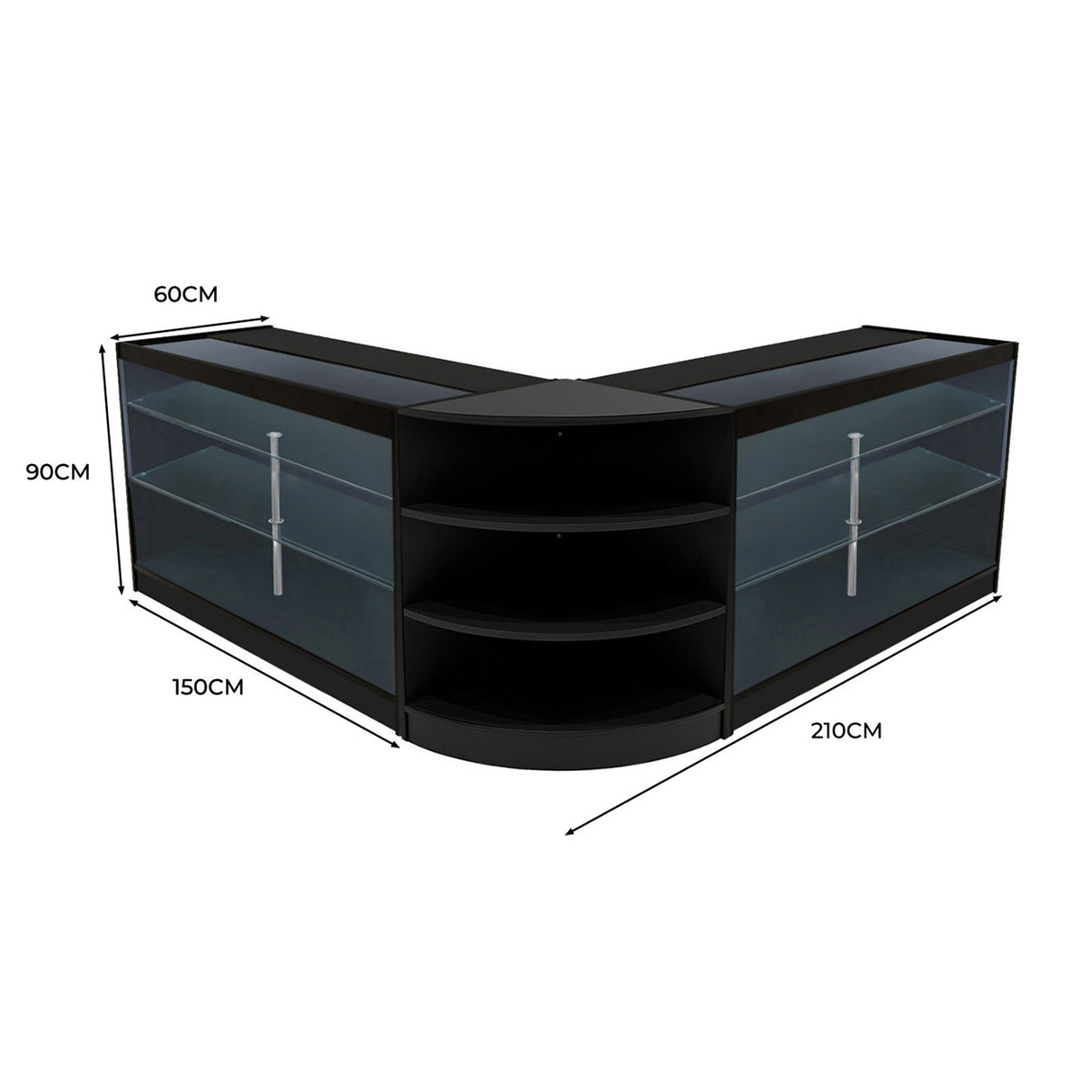 "APOLLO" Set med LED-belysta Butiksmoduler LM60+ 2x K1500 – Svart