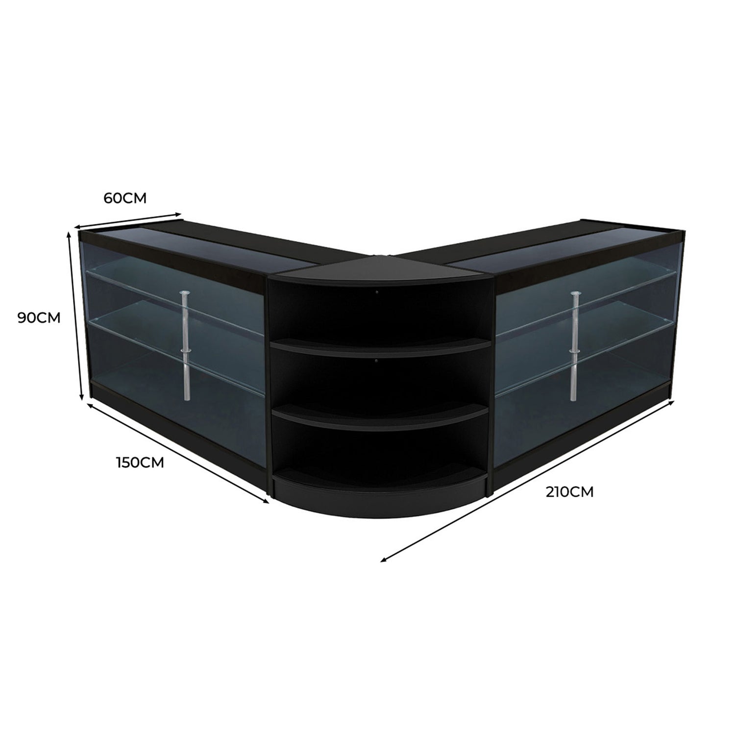 "APOLLO" Set med LED-belysta Butiksmoduler LM60+ 2x K1500 – Svart