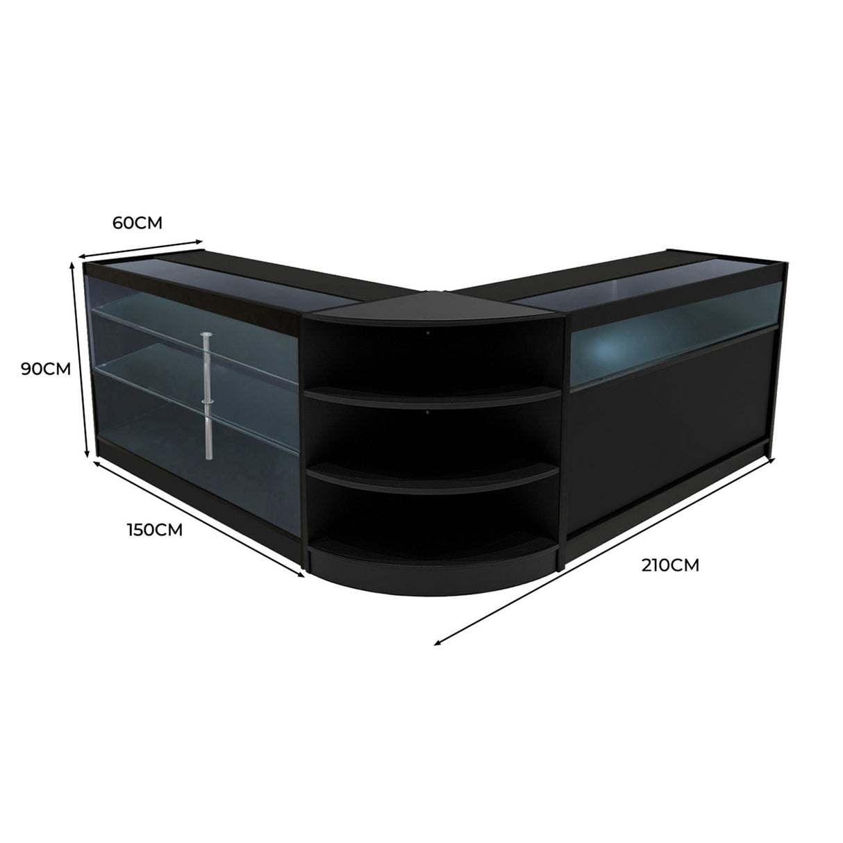 "DEMETER" Set med LED-belysta Butiksmoduler LM60+K1500+B1500 – Svart