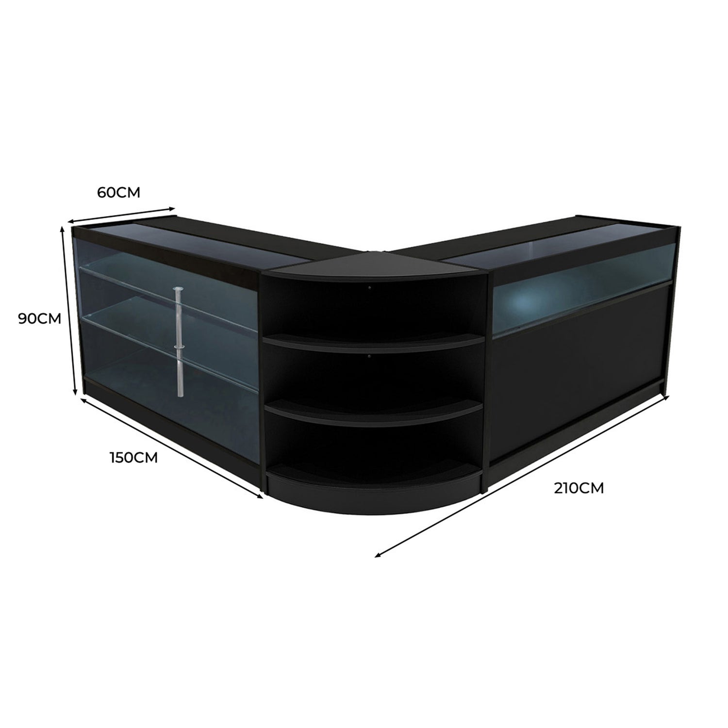 "DEMETER" Set med LED-belysta Butiksmoduler LM60+K1500+B1500 – Svart