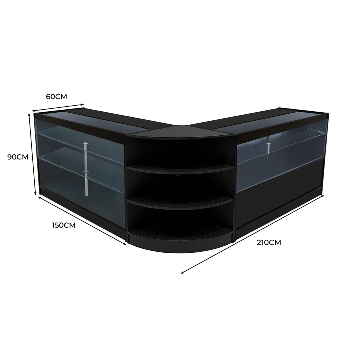 "CALLIOPE" Set med LED-belysta Butiksmoduler LM60+K1500+C1500 – Svart