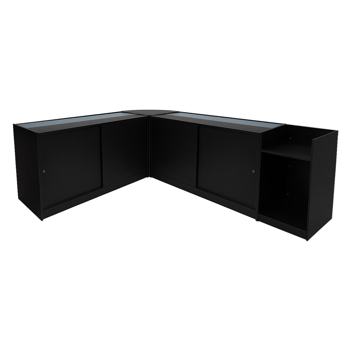 "ARIES" Set med LED-belysta Butiksmoduler CM60 + 2xK1500 + TB60 – Svart