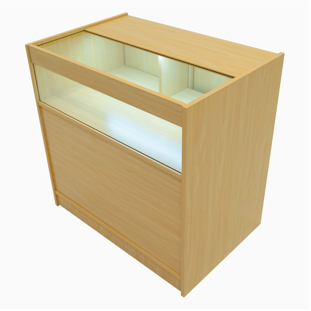 "IRIS" Set med LED-belysta Butiksmoduler CM60+ 2x B900 – Lönnfärgad finish