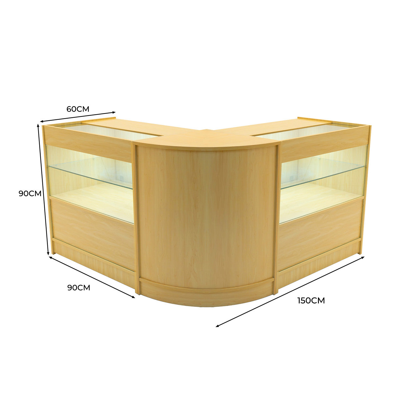"SELENE" Set med LED-belysta Butiksmoduler CM60+ 2x C900 – Lönnfärgad finish
