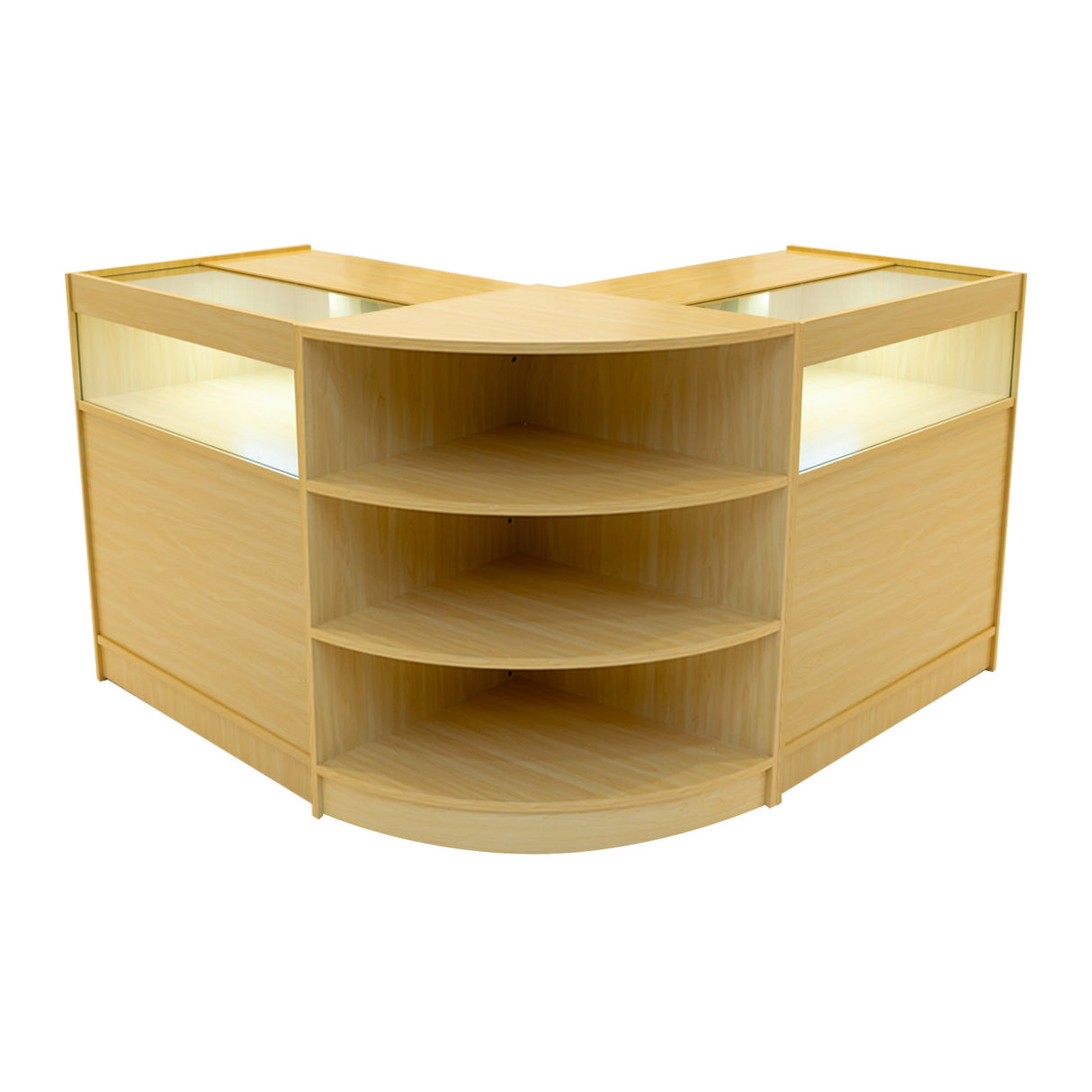 "THESEUS" Set med LED-belysta Butiksmoduler LM60+ 2x B900 – Lönnfärgad finish