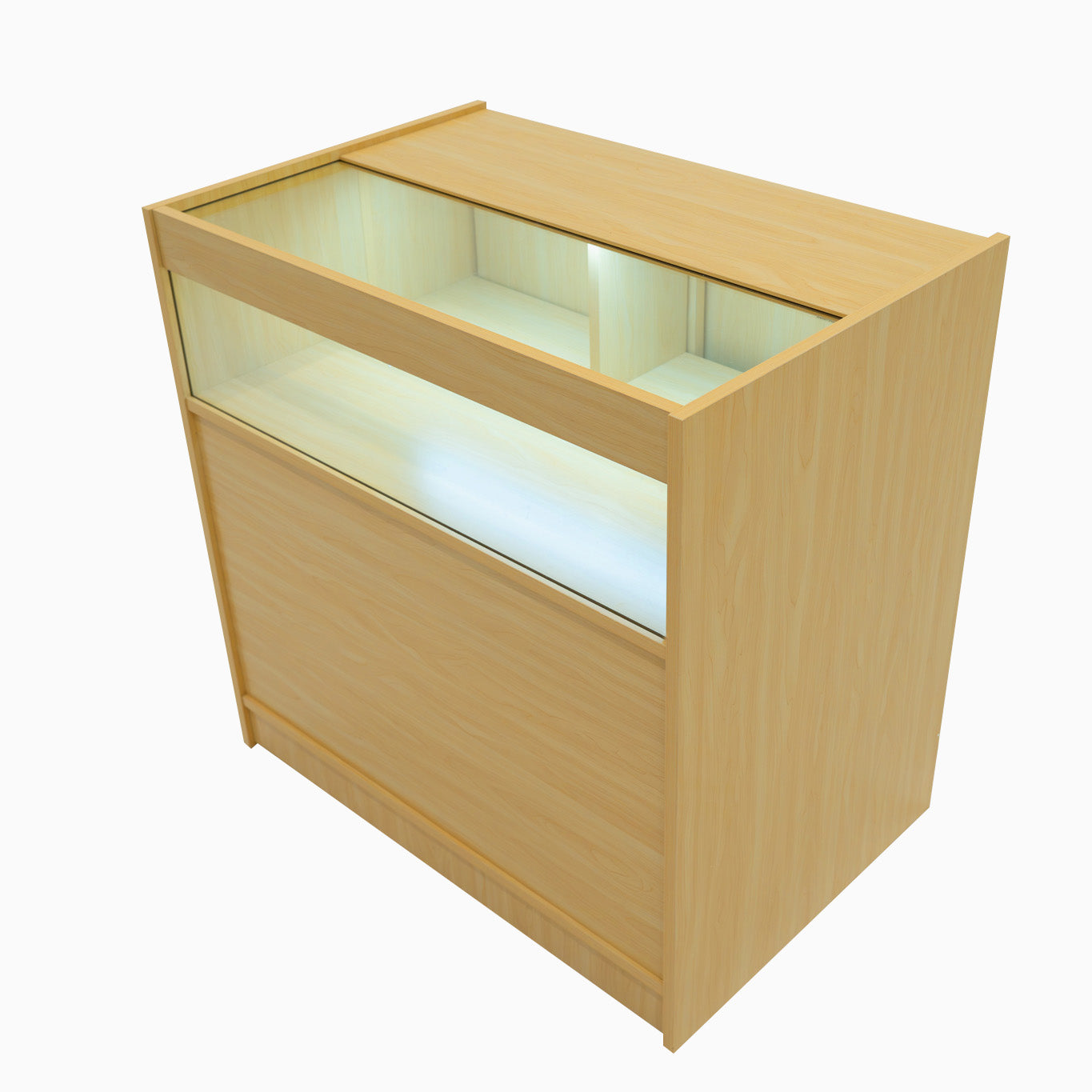 "THESEUS" Set med LED-belysta Butiksmoduler LM60+ 2x B900 – Lönnfärgad finish