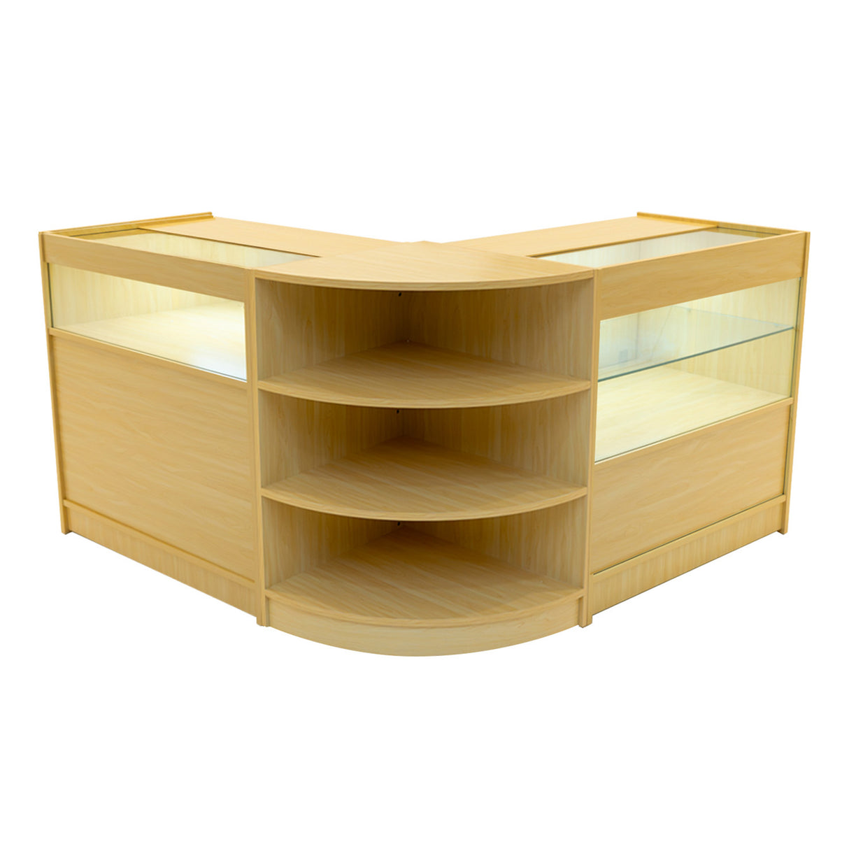 "HARMONIA" Set med LED-belysta Butiksmoduler LM60+B900+C900 – Lönnfärgad finish