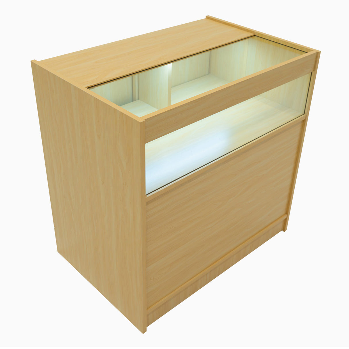 "HARMONIA" Set med LED-belysta Butiksmoduler LM60+B900+C900 – Lönnfärgad finish