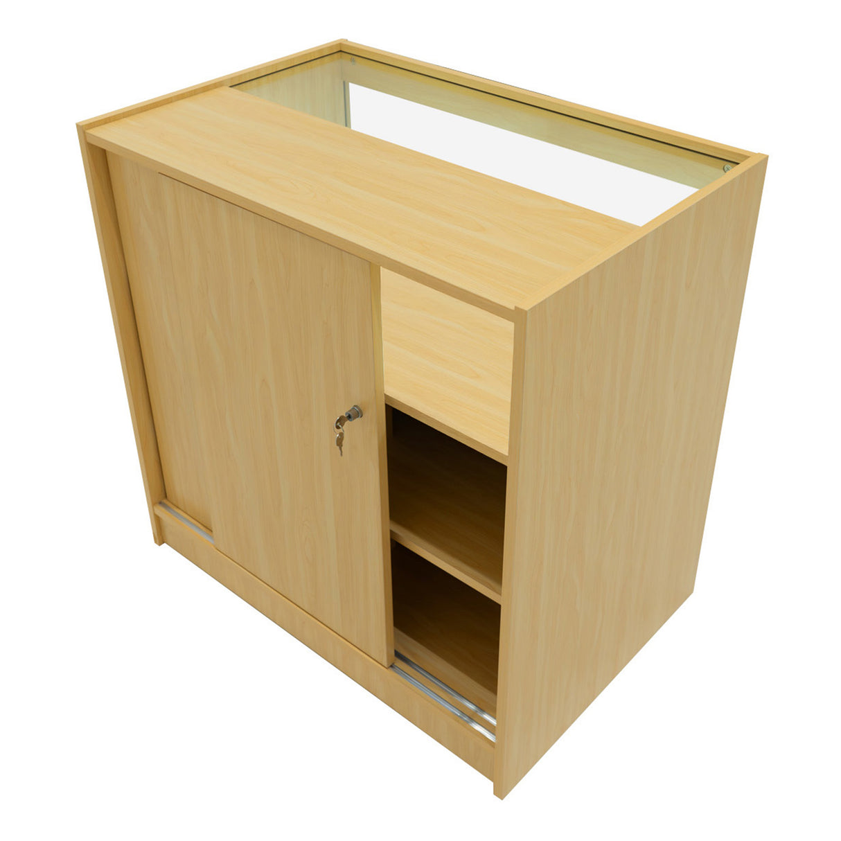 "LUNA" Set med LED-belysta Butiksmoduler CM60 + 2xB900 + TB60 – Lönnfärgad finish