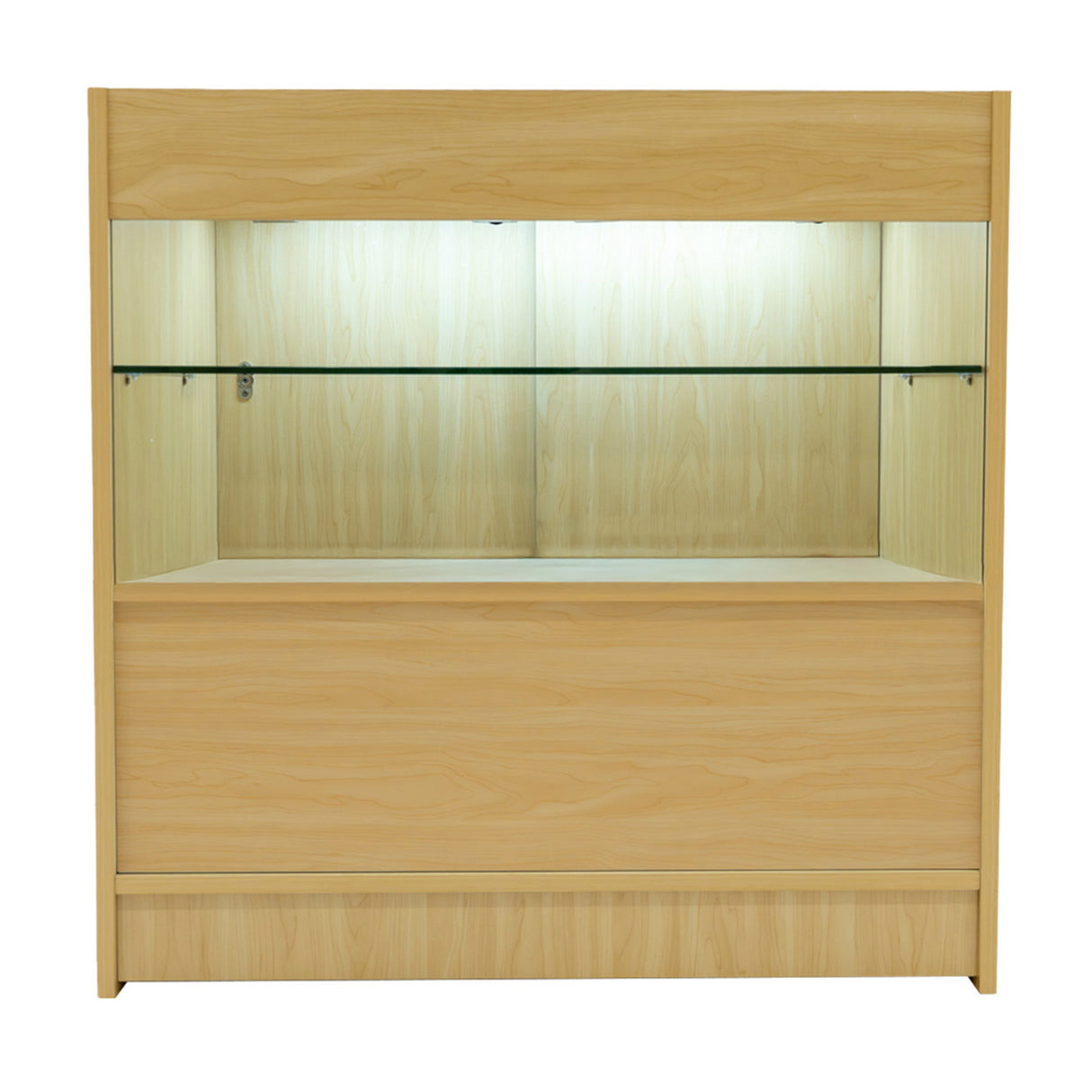 "PHOENIX" Set med LED-belysta Butiksmoduler CM60 + 2xC900 + TB60 – Lönnfärgad finish