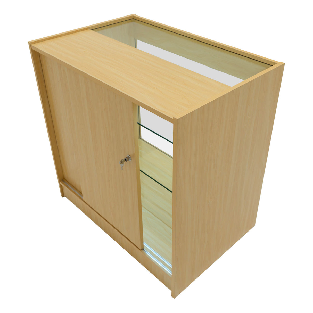 "POLARIS" Set med LED-belysta Butiksmoduler CM60 + B900 + K900 + TB60 – Lönnfärgad finish