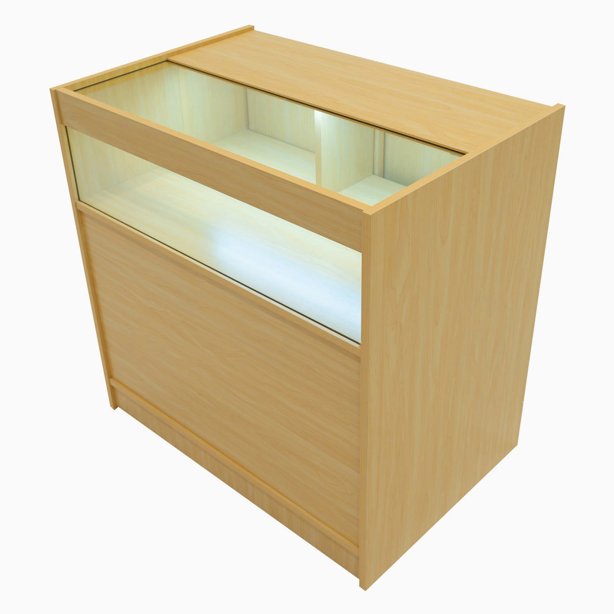 "EUROPA" Set med LED-belysta Butiksmoduler LM60 + B900 + C900 + TB60 – Lönnfärgad finish