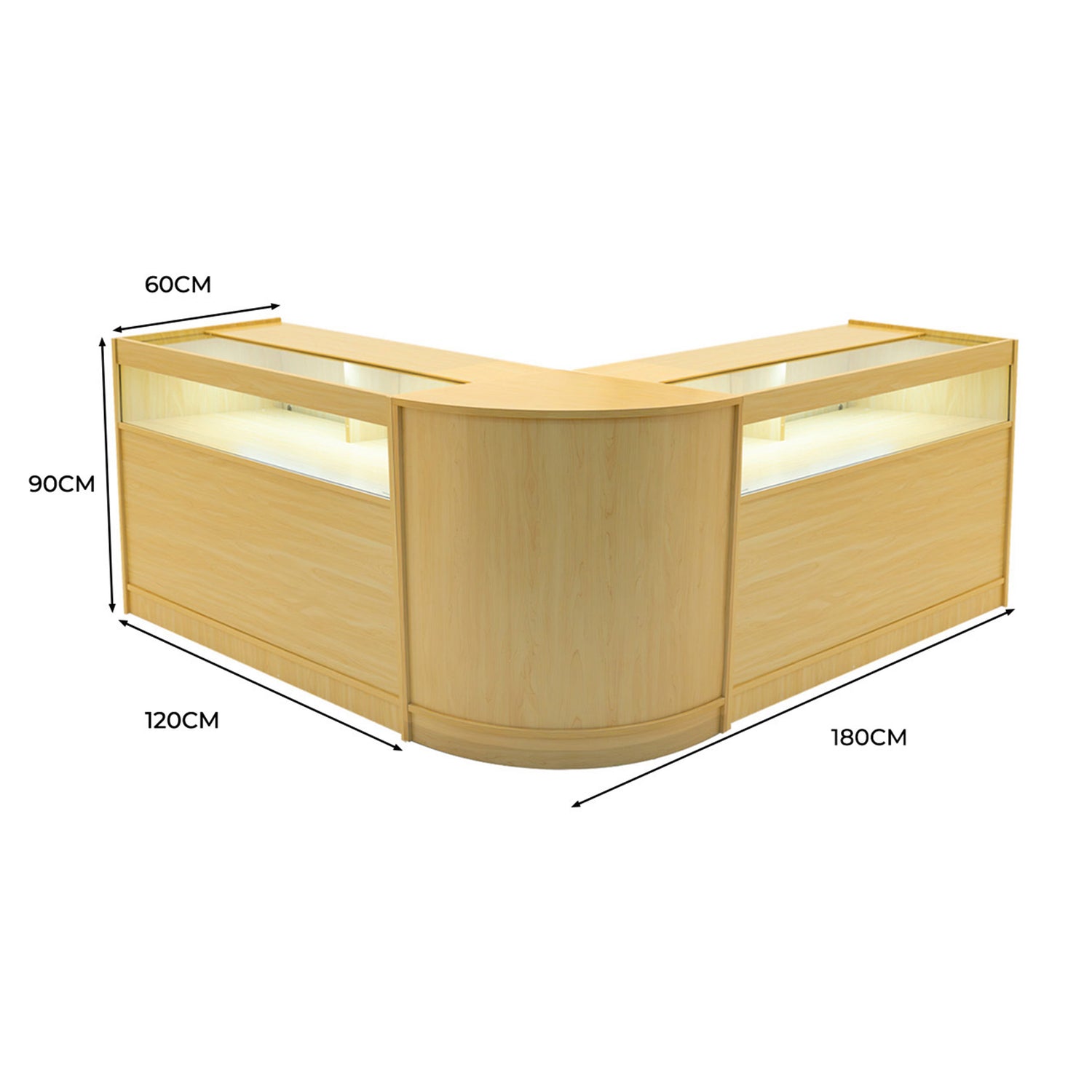 "IRIS" Set med LED-belysta Butiksmoduler CM60+ 2x B1200 – Lönnfärgad finish