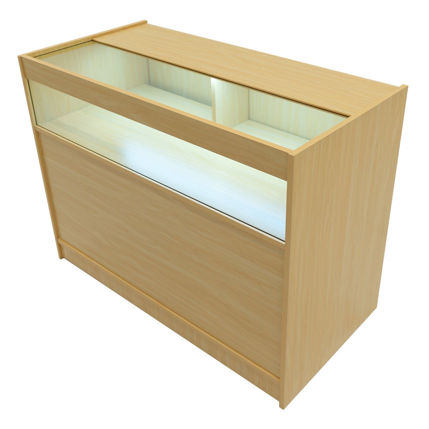 "IRIS" Set med LED-belysta Butiksmoduler CM60+ 2x B1200 – Lönnfärgad finish