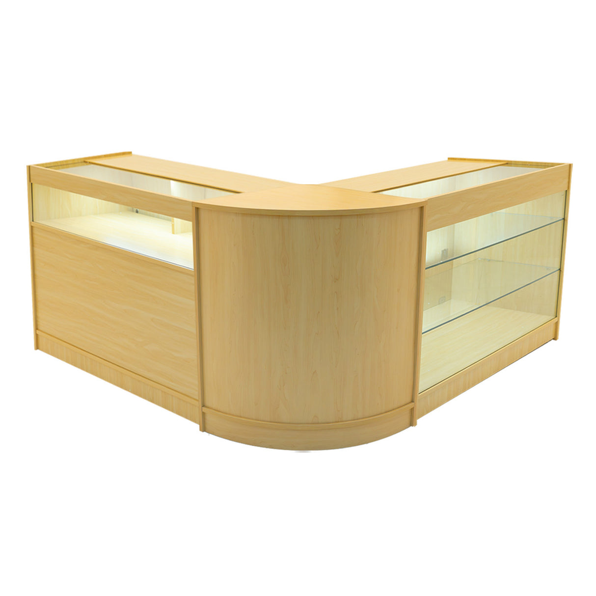 "TRITON" Set med LED-belysta Butiksmoduler CM60+K1200+B1200 – Lönnfärgad finish
