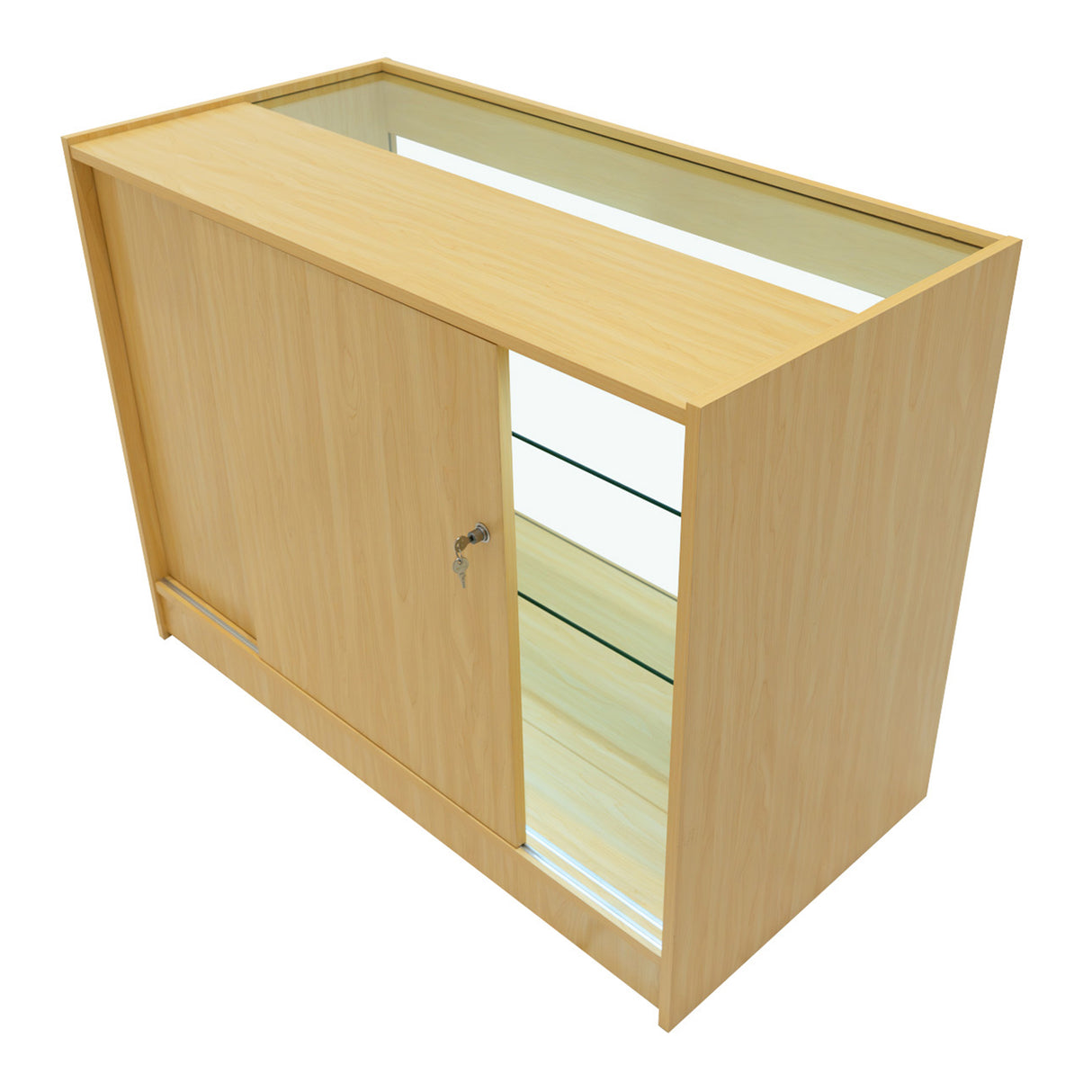 "HERA" Set med LED-belysta Butiksmoduler CM60+K1200+C1200 – Lönnfärgad finish