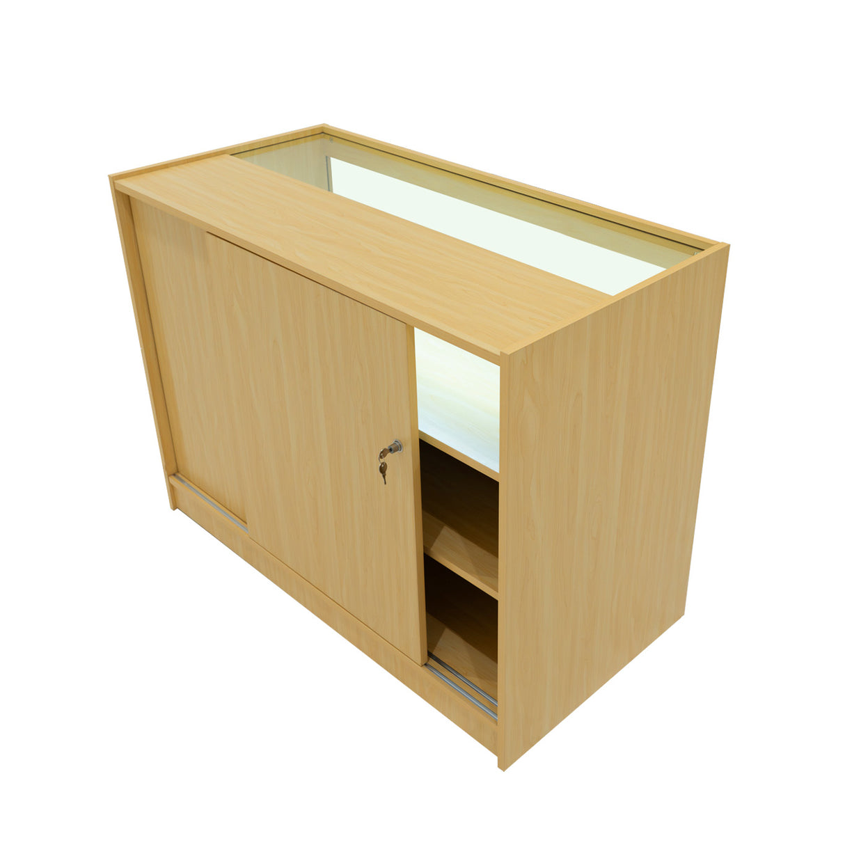 "THESEUS" Set med LED-belysta Butiksmoduler LM60+ 2x B1200 – Lönnfärgad finish