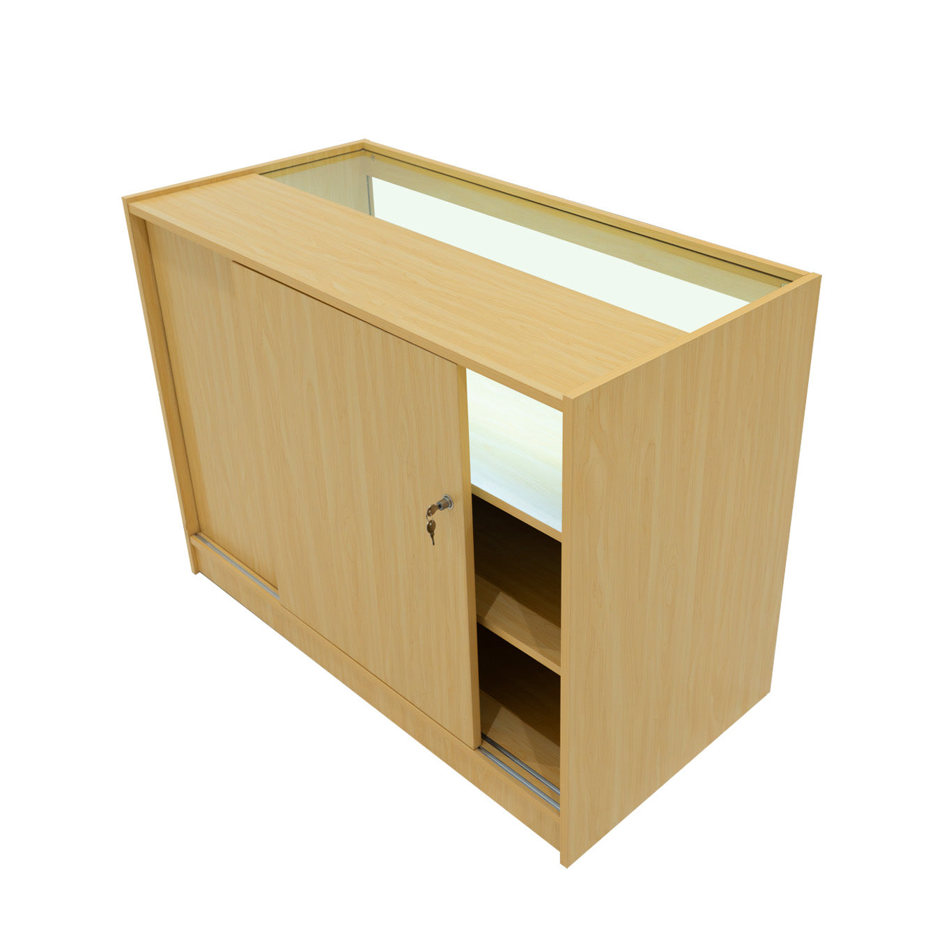 "THESEUS" Set med LED-belysta Butiksmoduler LM60+ 2x B1200 – Lönnfärgad finish