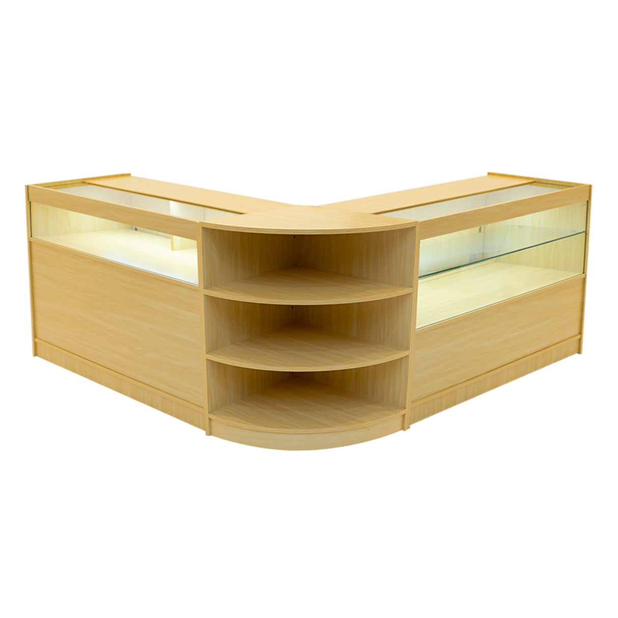 "HARMONIA" Set med LED-belysta Butiksmoduler LM60+B1200+C1200 – Lönnfärgad finish
