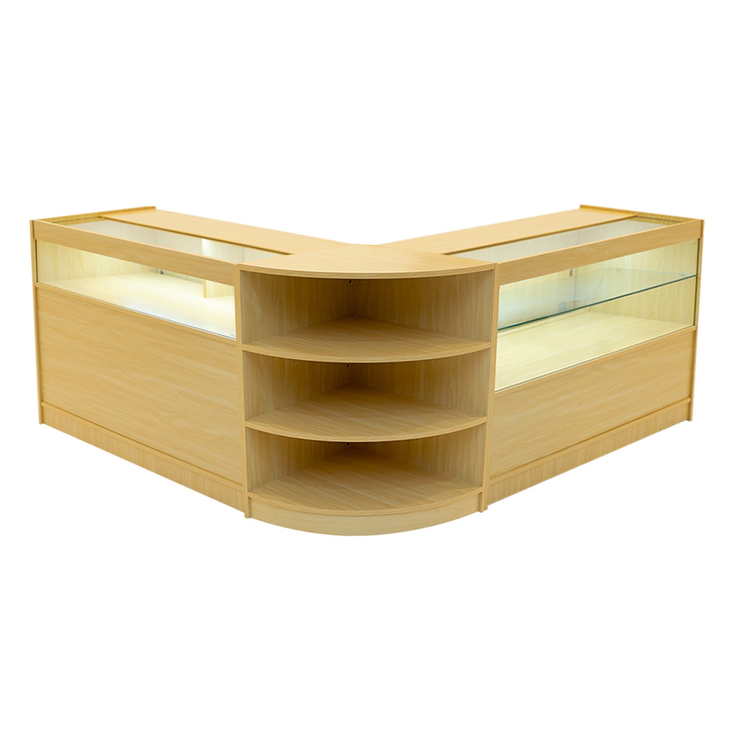 "HARMONIA" Set med LED-belysta Butiksmoduler LM60+B1200+C1200 – Lönnfärgad finish