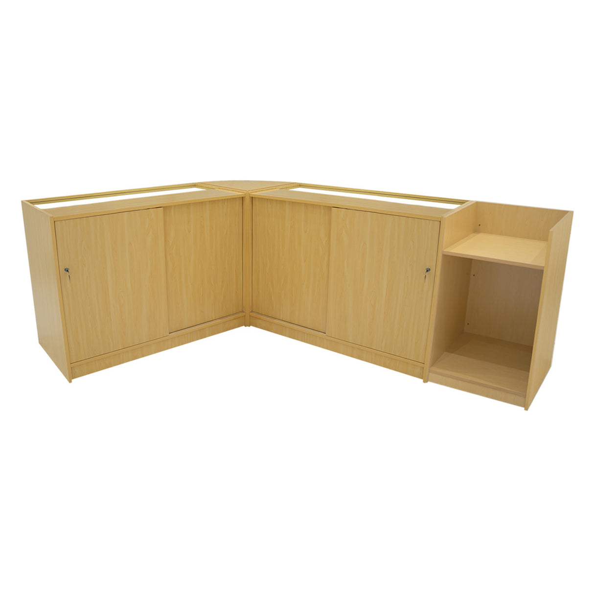"GRAVITY" Set med LED-belysta Butiksmoduler CM60 + B1200 + C1200 + TB60 – Lönnfärgad finish