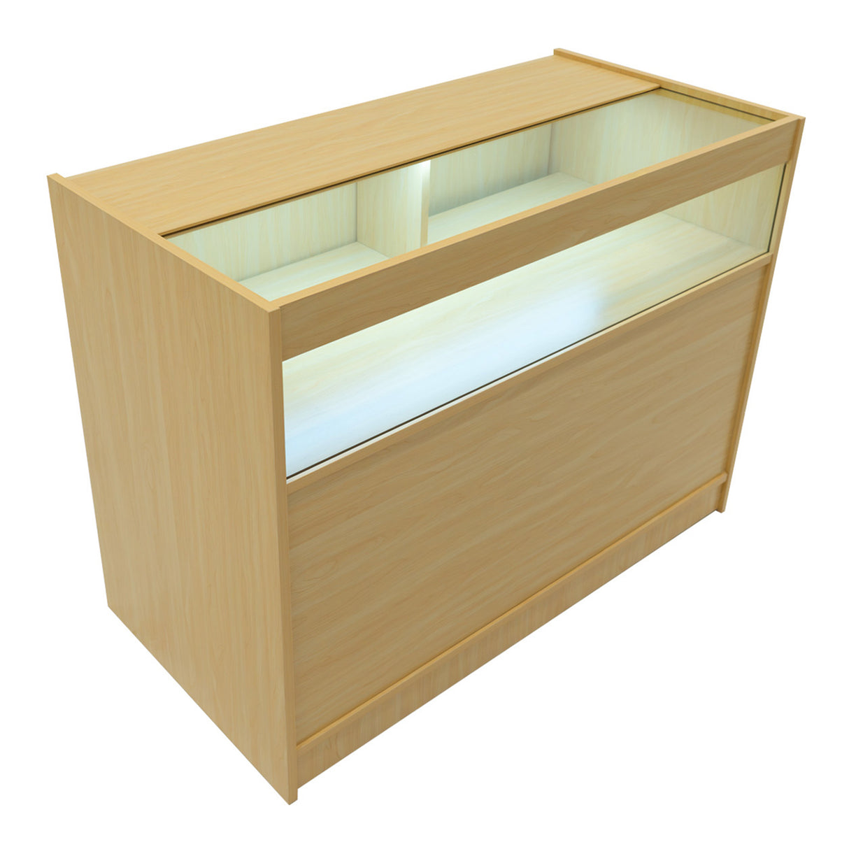 "HYPERION" Set med LED-belysta Butiksmoduler LM60 + B1200 + K1200 + TB60 – Lönnfärgad finish