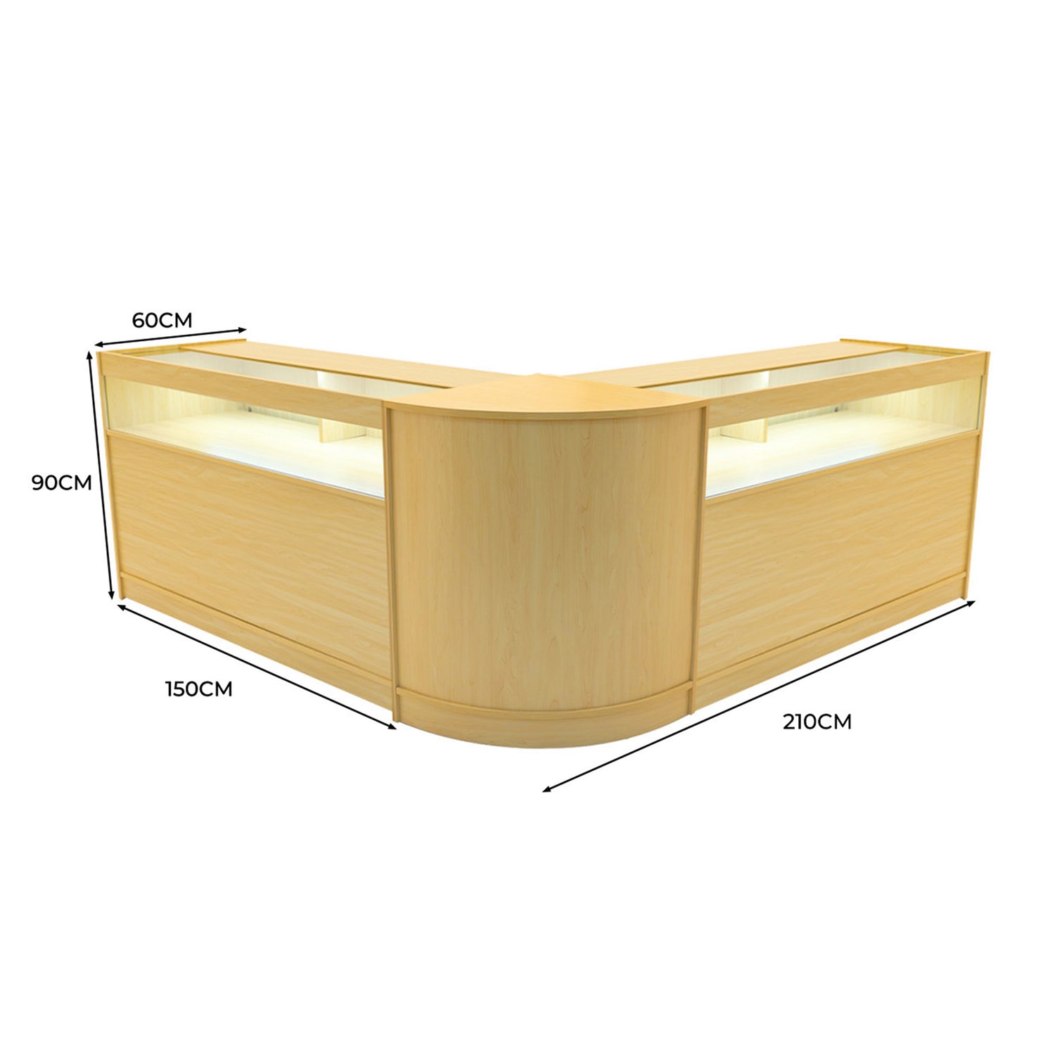 "IRIS" Set med LED-belysta Butiksmoduler CM60+ 2x B1500 – Lönnfärgad finish