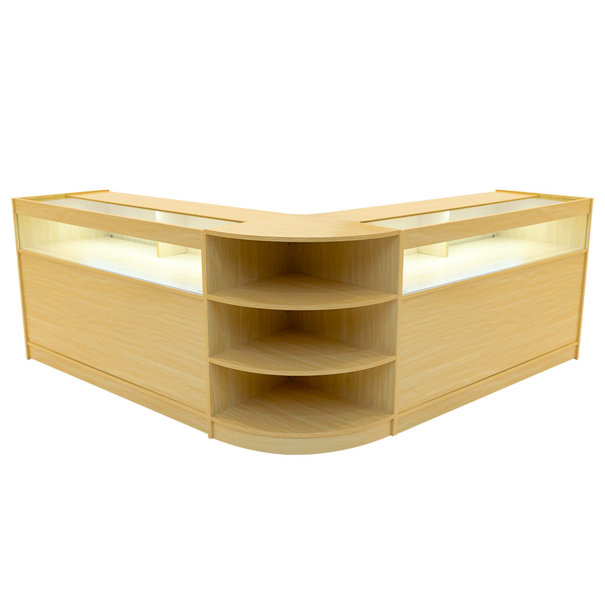 "THESEUS" Set med LED-belysta Butiksmoduler LM60+ 2x B1500 – Lönnfärgad finish