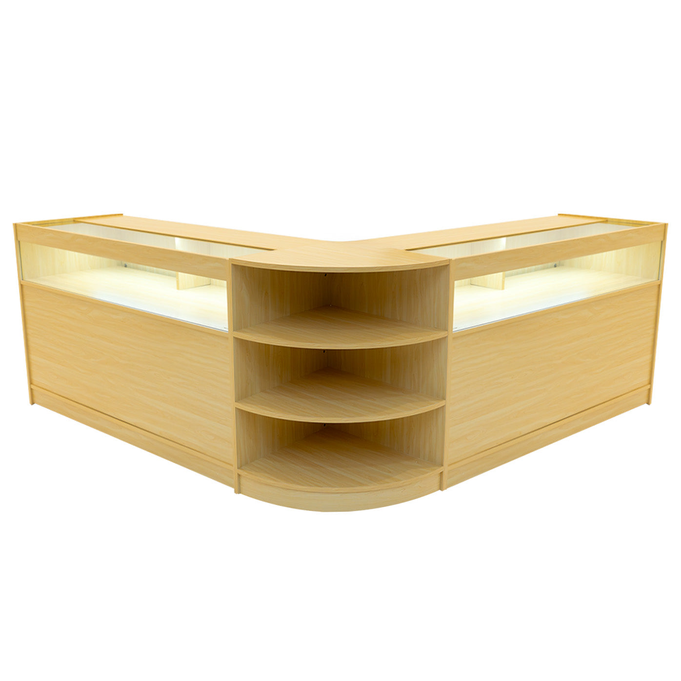 "THESEUS" Set med LED-belysta Butiksmoduler LM60+ 2x B1500 – Lönnfärgad finish