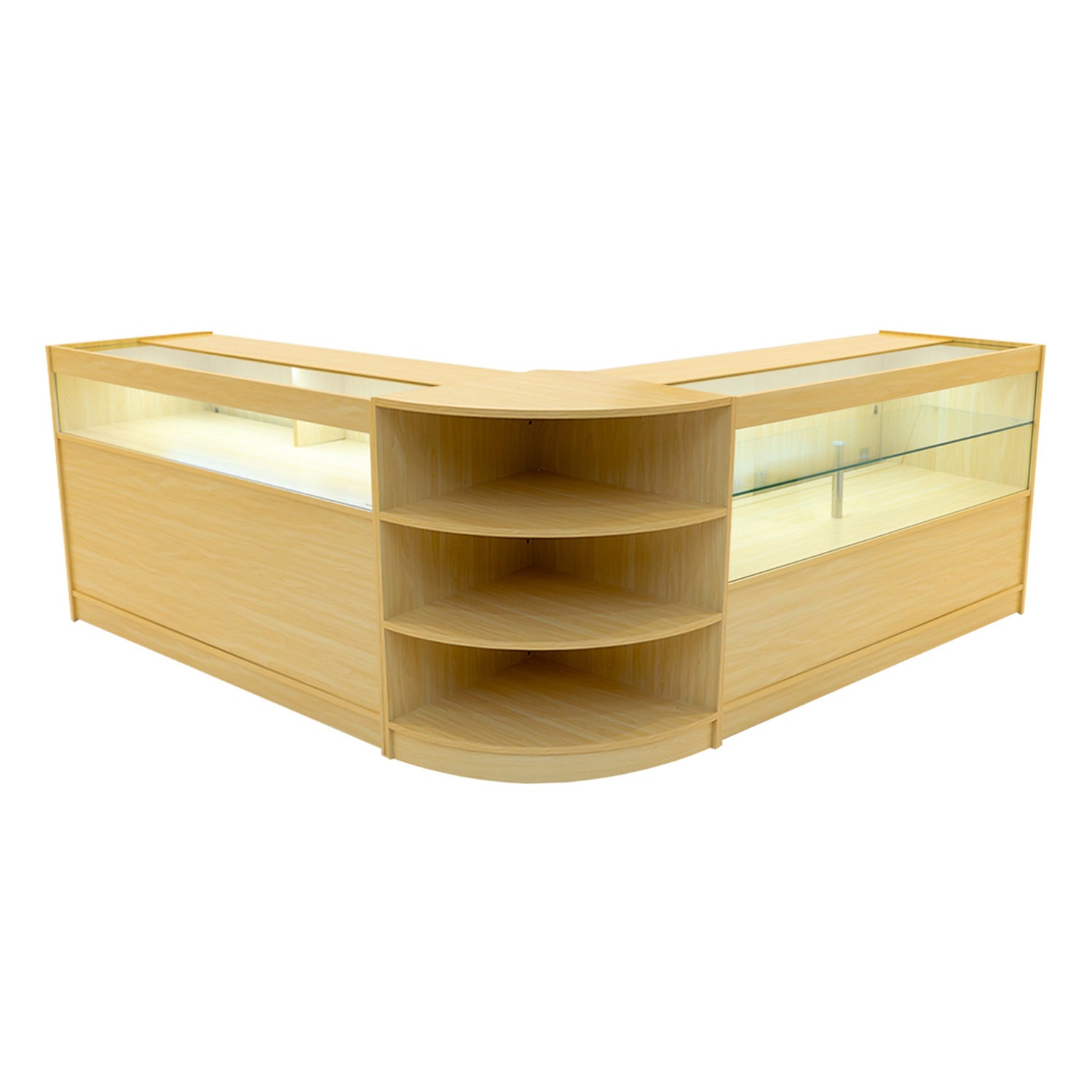 "HARMONIA" Set med LED-belysta Butiksmoduler LM60+B1500+C1500 – Lönnfärgad finish