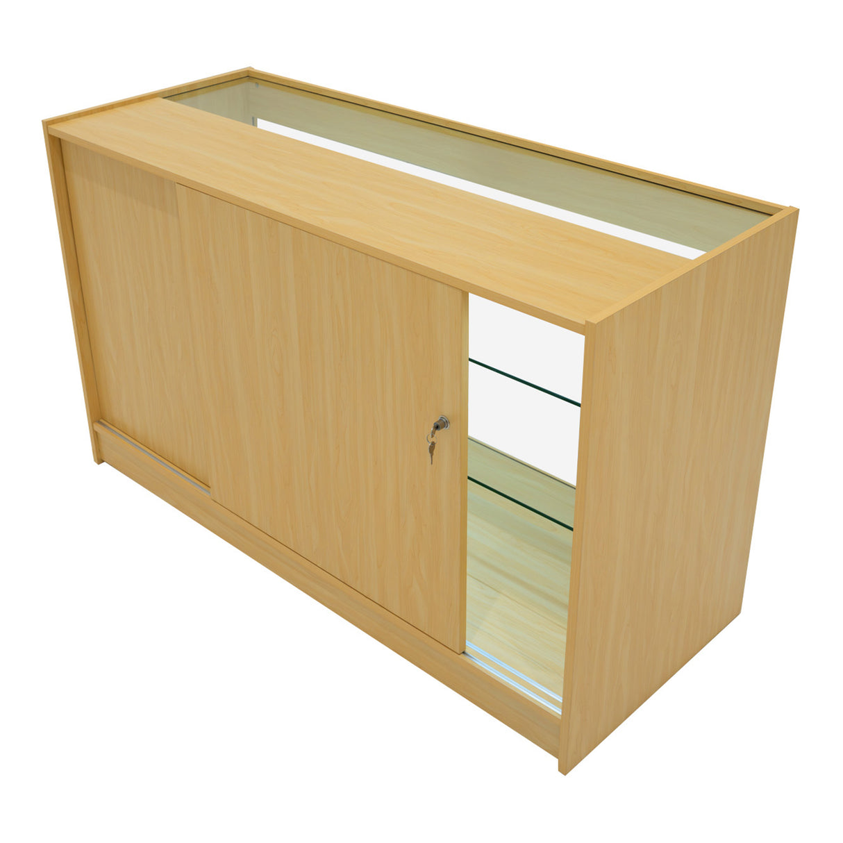 "POLARIS" Set med LED-belysta Butiksmoduler CM60 + B1500 + K1500 + TB60 – Lönnfärgad finish