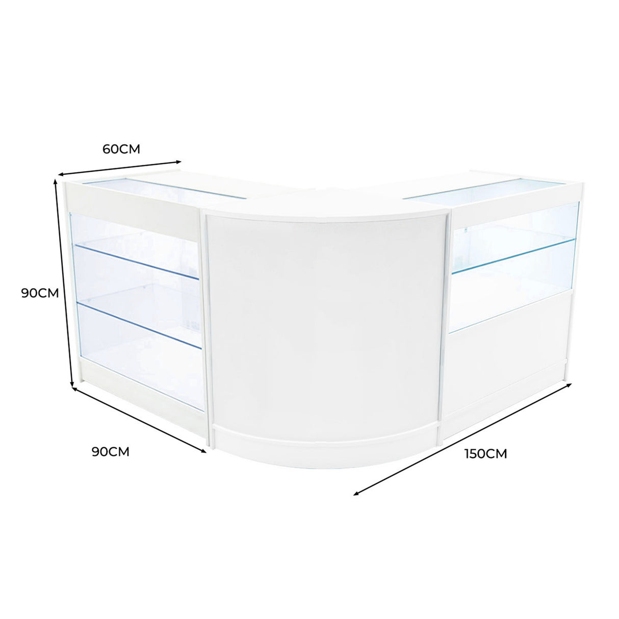 "HERA" Set med LED-belysta Butiksmoduler CM60+K900+C900 – Vit