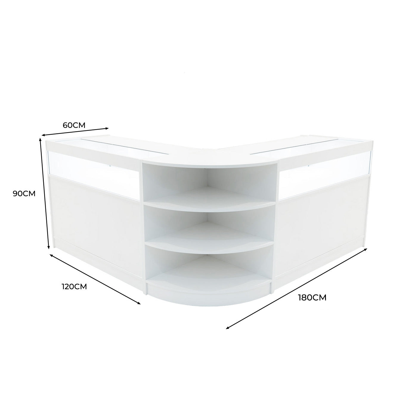"THESEUS" Set med LED-belysta Butiksmoduler LM60+ 2x B1200 – Vit