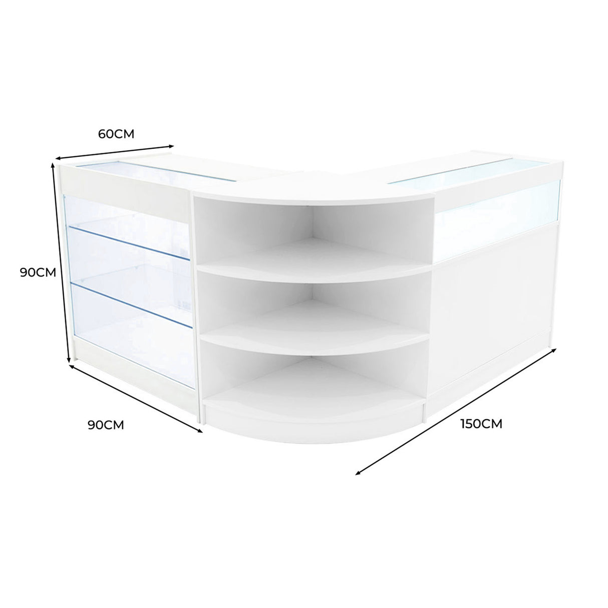"DEMETER" Set med LED-belysta Butiksmoduler LM60+K900+B900 – Vit