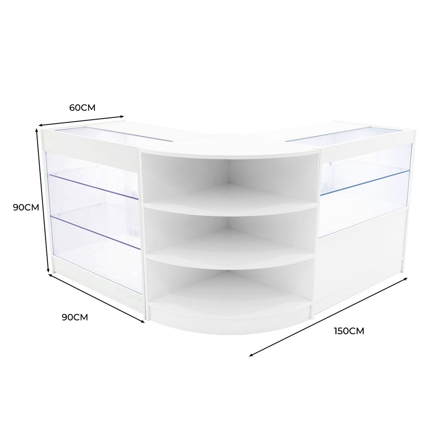 "CALLIOPE" Set med LED-belysta Butiksmoduler LM60+K900+C900 – Vit