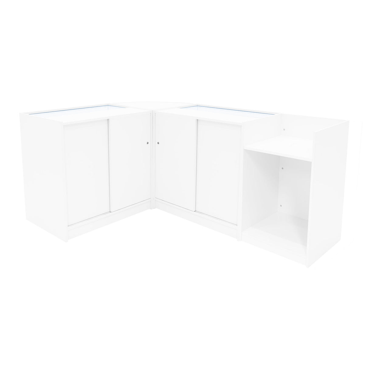 "ARIES" Set med LED-belysta Butiksmoduler CM60 + 2xK900 + TB60 – Vit