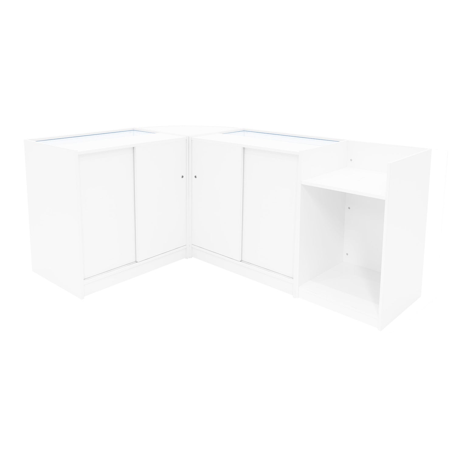 "ARIES" Set med LED-belysta Butiksmoduler CM60 + 2xK900 + TB60 – Vit