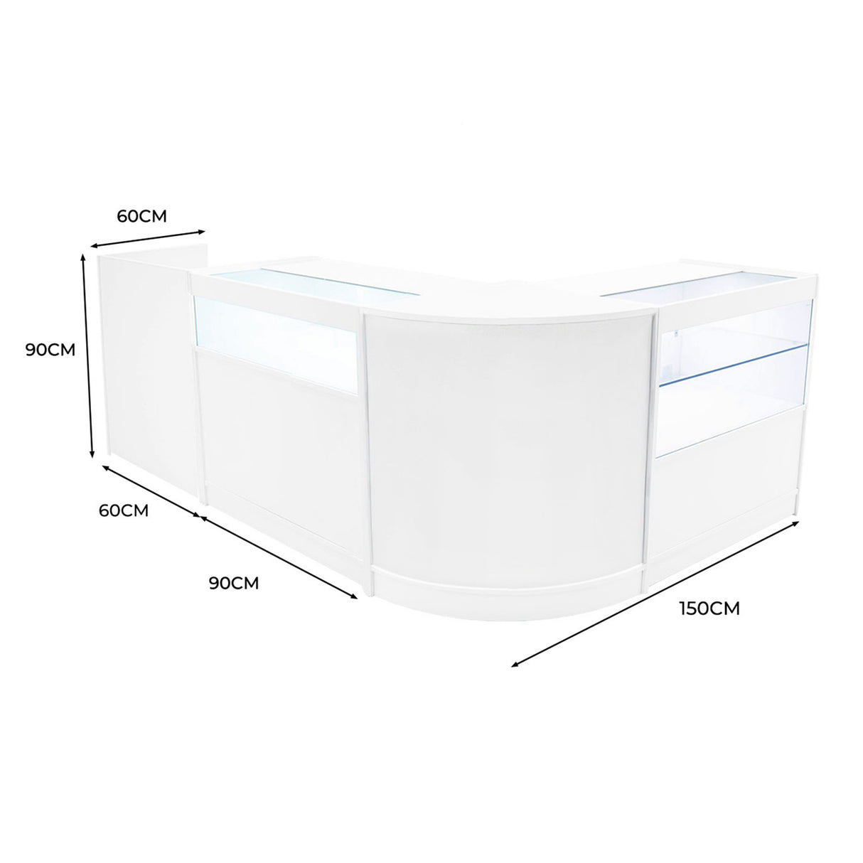 "GRAVITY" Set med LED-belysta Butiksmoduler CM60 + B900 + C900 + TB60 – Vit