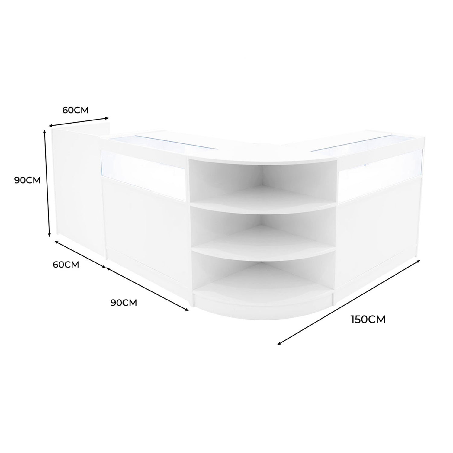 "SAGITTARIUS " Set med LED-belysta Butiksmoduler LM60 + 2xB900 + TB60 – Vit