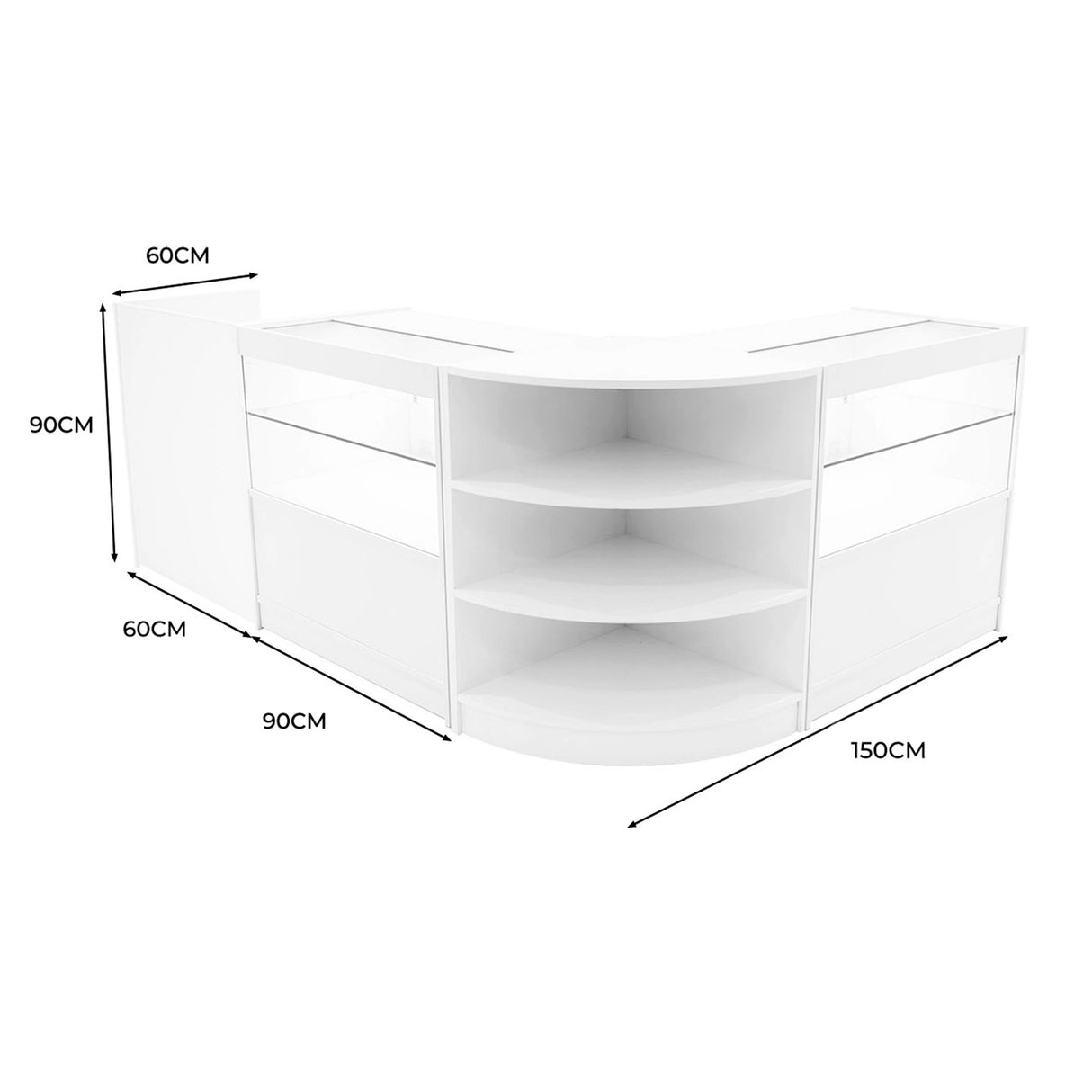 "ECLIPSE" Set med LED-belysta Butiksmoduler LM60 + 2xC900 + TB60 – Vit